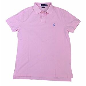 Ralph Lauren Pink Polo Shirt Pony logo Slim Fit L